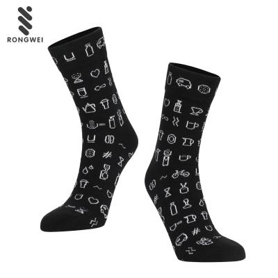 China Antibacterial Custom Design Black Creative Crew Dress Happy Socks Images Men for sale