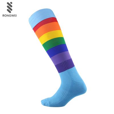 China Antibacterial Hot Selling Rainbow Color Knee High Long Sports Socks for sale