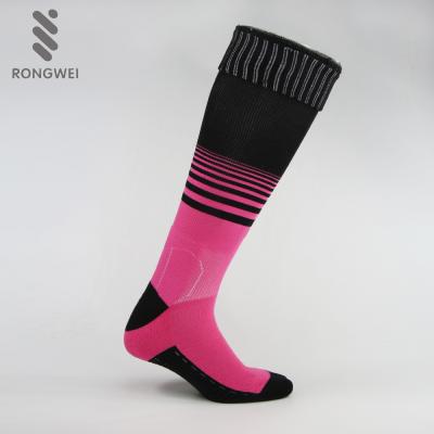 China New Design Top Quality Stripe Pink Color Soccer Socks Antibacterial for sale