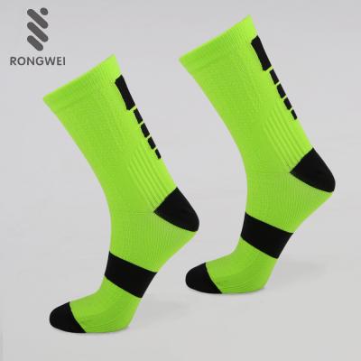 China 2020 New Fashion Antibacterial Wholesale Fluorescent Green Sports Socks for sale