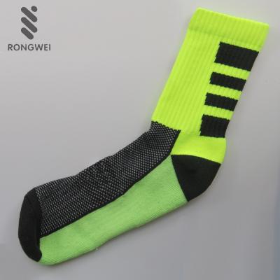 China Good Quality Antibacterial Custom Fluorescent Green Baseball Socks for sale