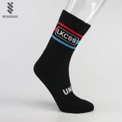 China Wholesale Custom Black Antibacterial Cotton Crew Baseball Socks for sale