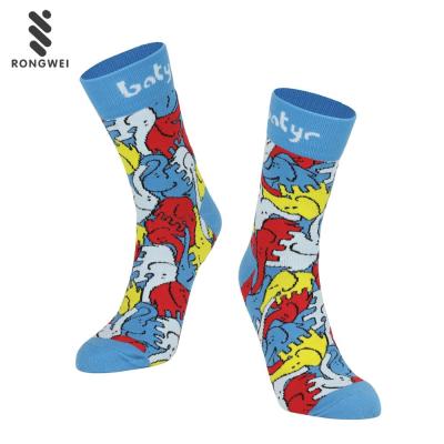 China Antibacterial Custom Design Blue Puzzle Crew Dress Happy Elephant Socks Men for sale