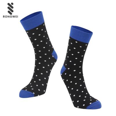 China Wholesale Thin Men's Navy Polka Dots Breathable Happy Dress Socks Antibacterial for sale