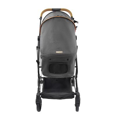 China Fashion Sustainable Pet Trolley Custom Logo OEM Stroller For Medium /Big Dog Aluminum Pet Stroller Luxury Black for sale