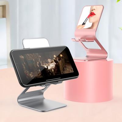 China Wholesale Waterproof Universal Phone Holder Aluminum Alloy Mirror Portable Mobile Phone Desktop Stand for sale