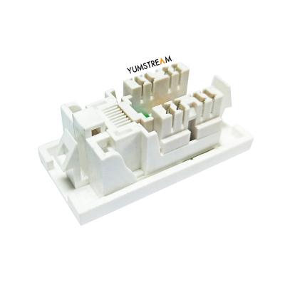 China PC 25*50mm UK trapezoidal trapezoidal type utp 90 degree wall plate cat5e utp rj45 module for sale