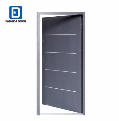 China Traditional Fangda Steel Panel Design Door With Steel Knock Down Frame for sale