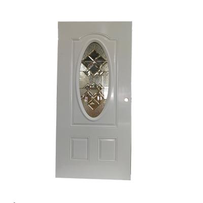 China Contemporary Oval Exterior Steel Door White Color Inswing Left Hand for sale