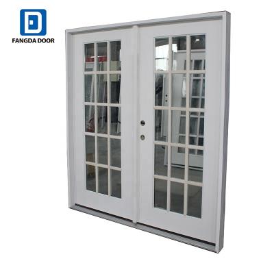 China Modern French Style 15-Lite Patio Prehung Double Door Unit for sale