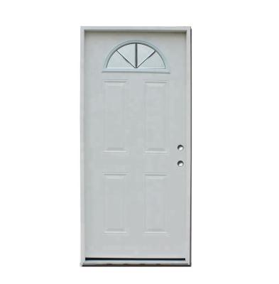 China Modern hot sale steel and wood home factory price china door entry wrought iron glass front door for sale