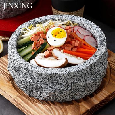 China Sustainable China Manufacture Good Quality Natural Stone Bowl With Wood Trivet For Dolsot Bibimbap for sale