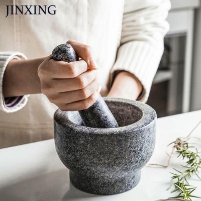 China Kitchen tools China Manufacture Stone Crafts Natural  Granite Small Grey Mortar And Pestle Stone Bowls for sale