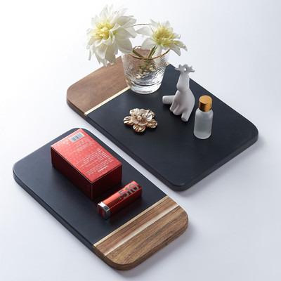 China Sustainable New White Natural Stone And Wood Kitchen Charcuterie Plate Tray Cutting Serving Board for sale