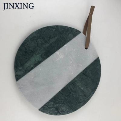 China Sustainable New Product High Quality Round Terrazzo Marble Boards Terrazzo Chopping Plate With Leather Tie Handle for sale