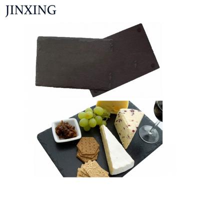 China Sustainable Factory Direct Sale Natural Black Slate Stone Placemat Cheese Food Serving Plate Slate Pizza Dinner Plate for sale