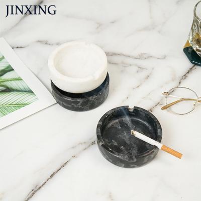 China Europe Good Quality Nordic Minimalist Style Black And White  Decoration Creative Fashion Natural Marble Round Ashtray for sale