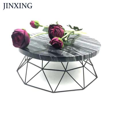 China Sustainable Custom Design Marble Base Round Cake Plate Stand Cage Set For Display Dessert Sushi With Holder for sale