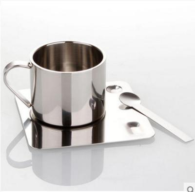 China double wall stainless steel temp keeping coffee/tea cup with saucer for sale