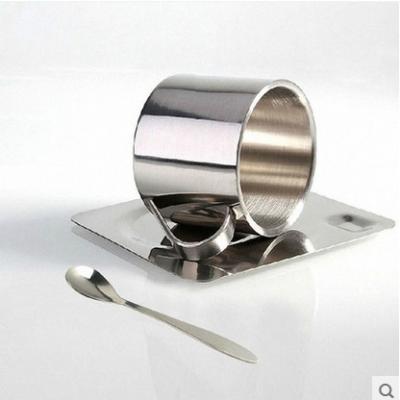 China double wall stainless steel temp keeping coffee/tea cup with saucer for sale