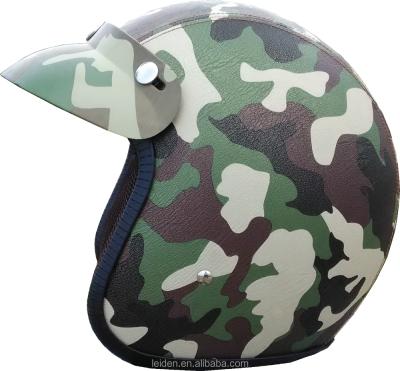 China ABS MOTORCYCLE HELMETS HALF FACE HELMETS TN8658 ARMY LEATHER MATERIAL GREEN for sale