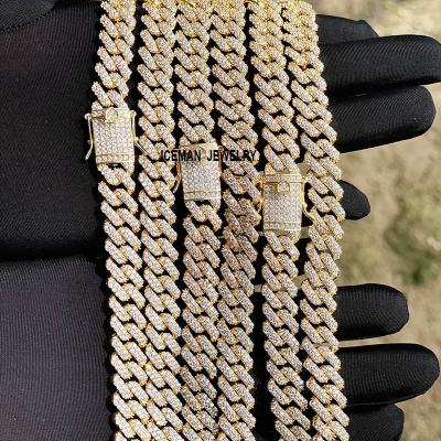 China ICEMAN JEWELRY Hiphop 12mm Iced Out Custom Hip Hop Cuban Link Jewelry 18K Gold Chain Necklace Women Cuban Link Chain for sale