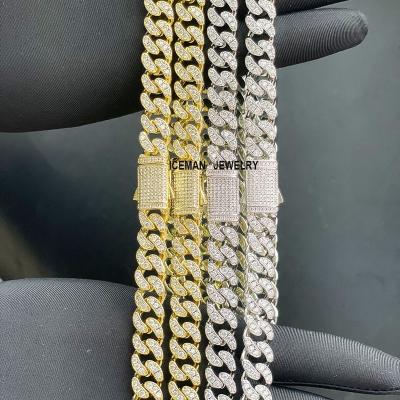 China Cuban Chain Women Set, Iceman Hiphop JEWELRY 9mm Cuban Link Cuban Link Snap Chain Bracelet 18K Gold Plated for sale