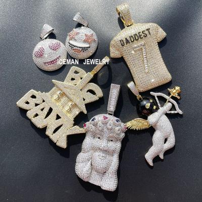 China Hiphop ICEMAN JEWELRY Football T-shirt Jesus Angel Gold Filled Pendant Iced Out 18k Gold Pendant Necklace for sale