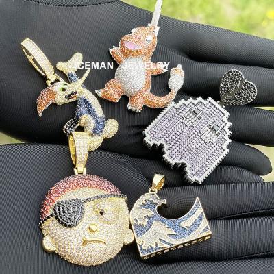 China Wholesale Fileed Hip Hop Men's 14K Gold Dangle Cartoon ICEMAN JEWELRY Dangle Charms for sale