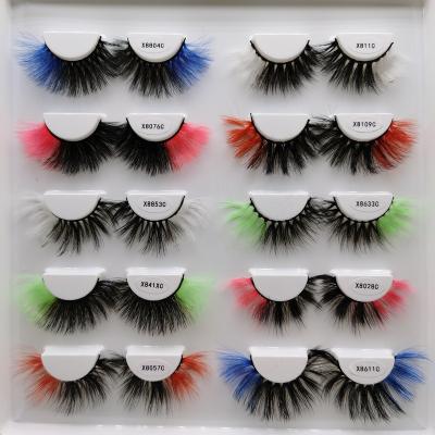 China Wholesale Fashion Tone Color Faux Mink Lashes Fashion Trend 3d Full Sensitive Colored Eyelash Two Strip Eyelashes With Lash Box Custom Made for sale