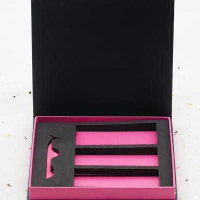 China Delicate 3D/5D Mink Eyelashes 3 Pairs False Lashes Books Custom Package Box With Tweezers for sale