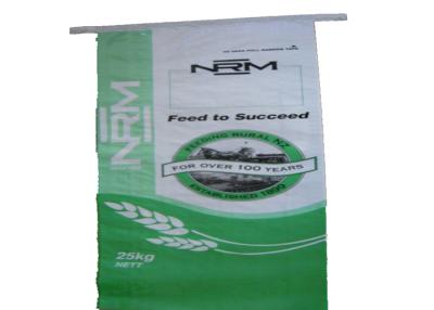 China Double Folded PP Woven Polypropylene Feed Bags Gravure Printing Bopp Lamination for sale