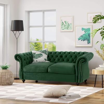 China Latest Cushion Seat Best Seller Removable Design Customized Tufted Chesterfield Sofa With Wooden Legs For Living Room for sale