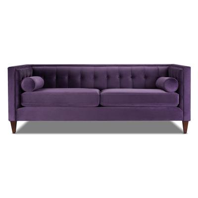 China MAYFINE 3 seater Italian velvet purple tufted sofa sets luxury sofa living room furniture set sofa with wood legs for sale