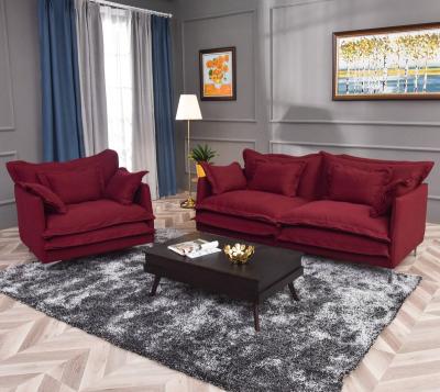 China 2020 hot sale living room sofa soft fabric couch full set furniture red sofa prices for sale