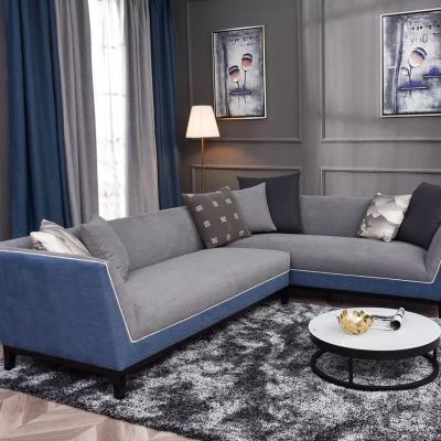 China Cooling Modern 7 Seater Blue Fabric Sectional Corner Sofa 9 Seater And Gray Sofa In Home for sale