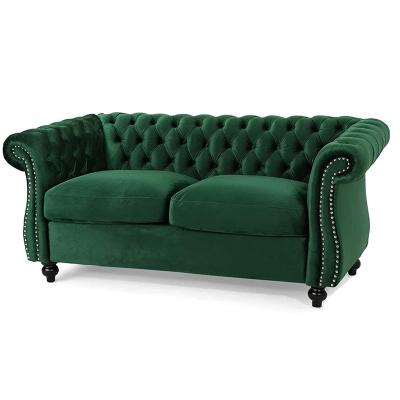 China Removable designer fabric loveseat sofa classic seat cushion sofa set antique green couch for sales for sale