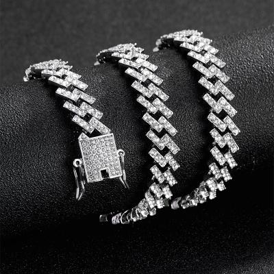 China Trendy Hip Hop Cuban Link Necklace Chain Jewelry Bling Diamond Luxury Customized Cuban Necklace For Men for sale