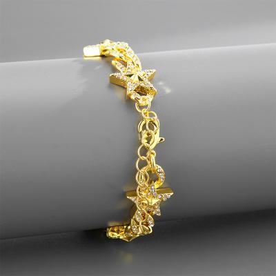 China High Quality Chain Bracelet Women Hip Hop Cuban Ice Out Bling Star Rhinestone Cuban Chain Bracelet For Men Jewelry Gift for sale