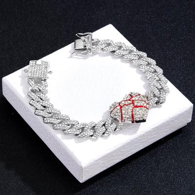 China Retro High Quality Heart Cuban Link Chain Bracelet Jewelry Men's Luxury Hip Hop Heart Bracelet For Women for sale