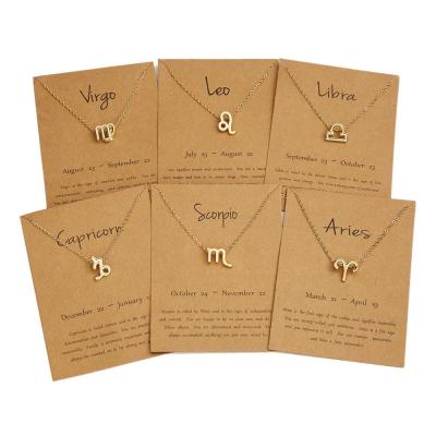 China Cute Stylish 12 Zodiac Constellation Sign Pendants Astrology Necklace With Card Package As Fashion Jewelry Gift for sale