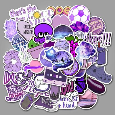 China Small cool ins sticker 50pcs/bag suitcase stickers decorative style purple waterproof graffiti suitcase stickers for sale