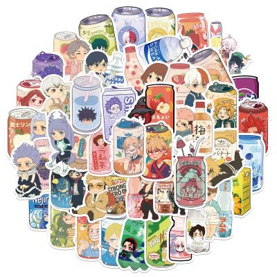 China Removable Sticker 50pcs/bag Cartoon Glitter Water Drinks Style Mix Anime PVC Waterproof Stickers For Notebook Skateboard Decoration for sale