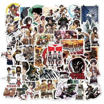 China Wholesale 50pcs/bag Anime Cartoon Sticker Attack On Titan Stickers Waterproof Sticker Bottle Laptop Luggage Fashion Mobile Sticker for sale