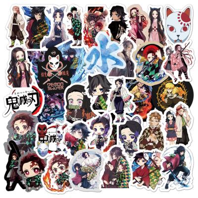 China 50pcs Cartoon Sticker Anime Demon Slayer Kimetsu No Yaiba Sticker Skateboard Luggage Motorcycle Guitar Kid Boy Waterproof PVC Sticker for sale