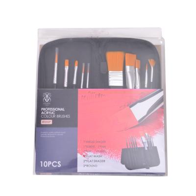 China Art Painting Acrylic Nylon Nylon Brush. 10 Piece Canvas Pack Black Pen Holder. Professional Grade for sale