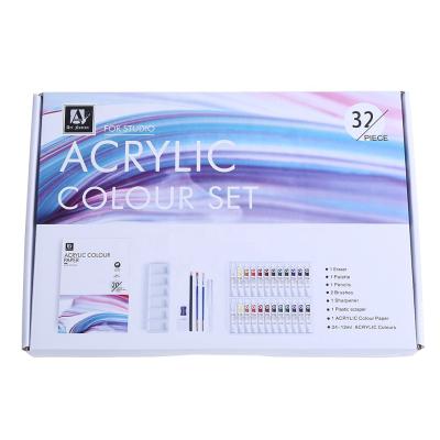 China Hot Acrylic Paint Set 24 Colors 12ml X12ml 32 PC Color Gift Box 12mL for sale