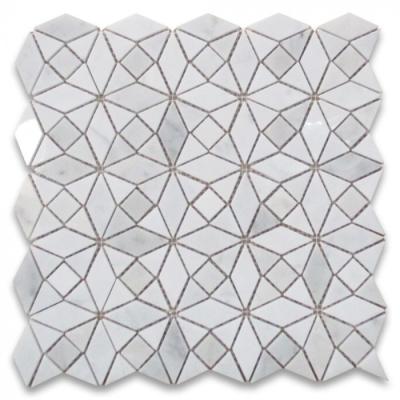 China Carrara Kaleidoscope Modern White Diamond Mix Mosaic Tile Polished Pattern for sale