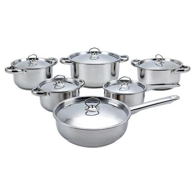 China Sustainable Professional Kitchen Cooking Ware Stainless Steel Cookware Set Frying Pan Soup Pot for sale