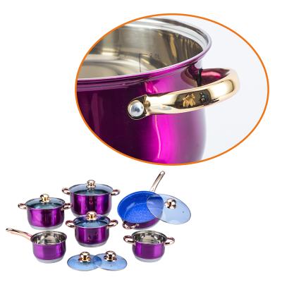 China Sustainable Home Appliance 12PCS Stainless Steel Cookware Pots And Pans Sets With Marble Coating for sale